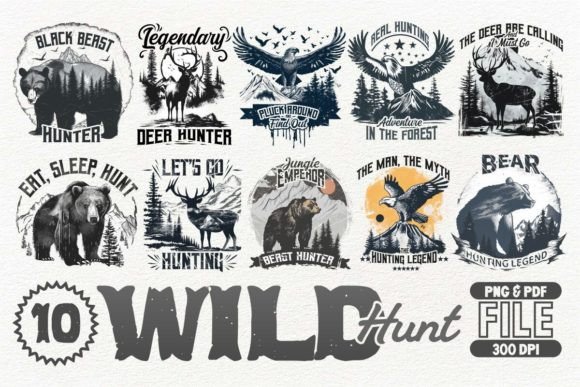 Wild Hunt T-shirt Design Bundle: Premium Assets for Creators